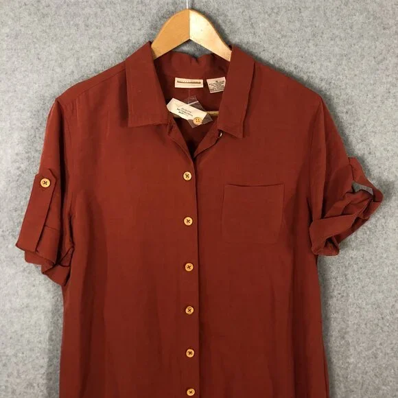 Vintage Expressions Orange Button Down Linen Blend Maxi Dress Size 18 - Picture 4 of 6